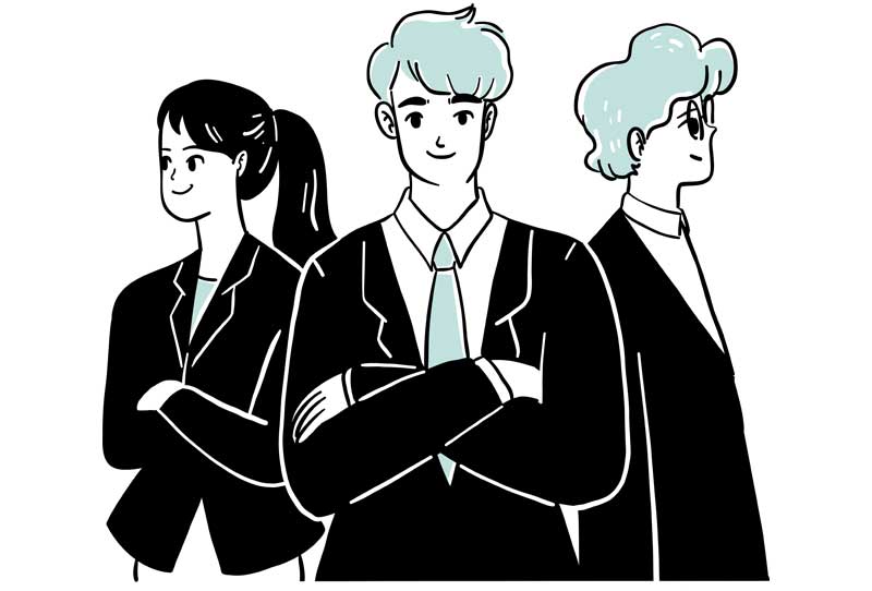 Illustration of two<br />
men and a woman satisfied for having more law firm clients